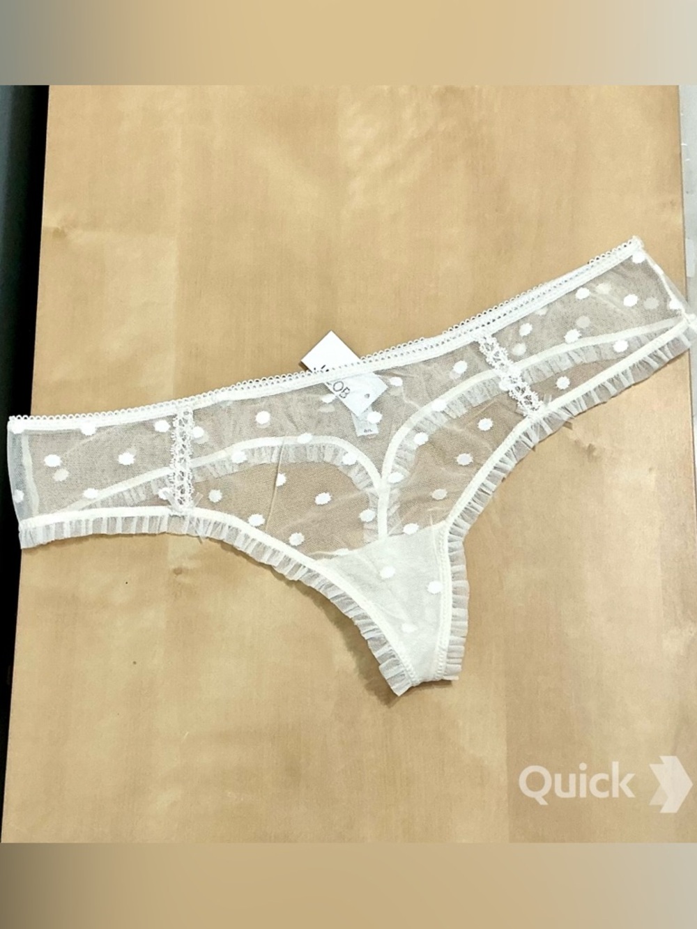 sz L - NWT Polka Dots Mesh Thongs